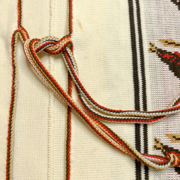 Vintage 70s Western Bird Fringe Open Front Poncho Cardigan Short Sleeve Knit - Picture 5 of 9